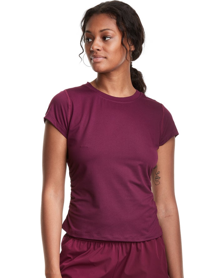 Champion Soft Touch Ruched Side T-Shirt Dames - DonkerPaars - Belgie 4105NVRQT